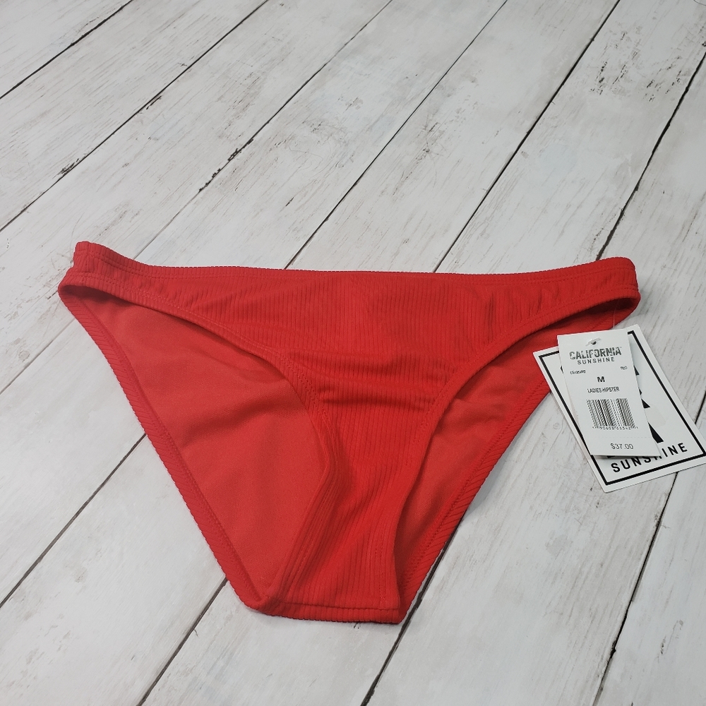 New! California Sunshine Red Hipster Ribbed Swim